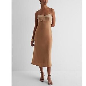 Express Velvet Sweetheart Neckline Satin Slip Midi Dress